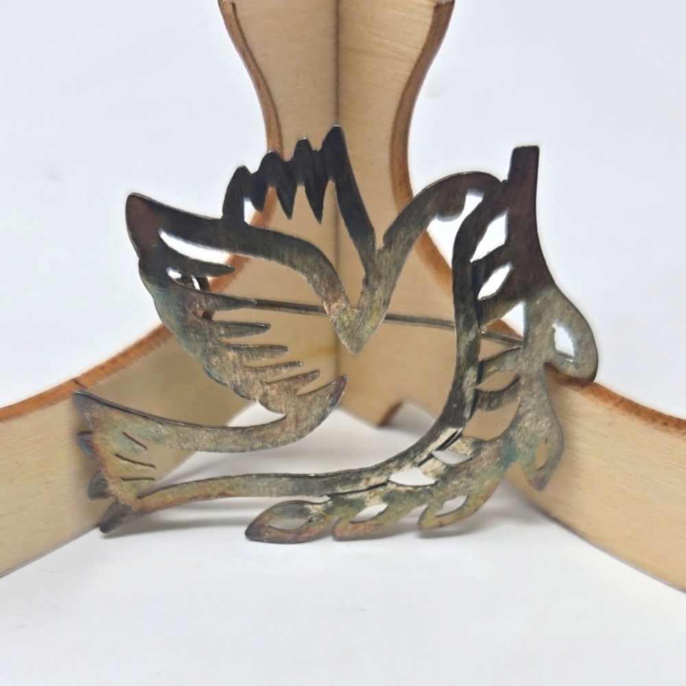 Silver 925 Metallic Bird Brooch